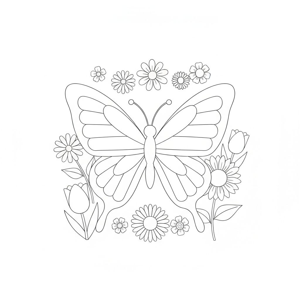 Butterfly and Flowers