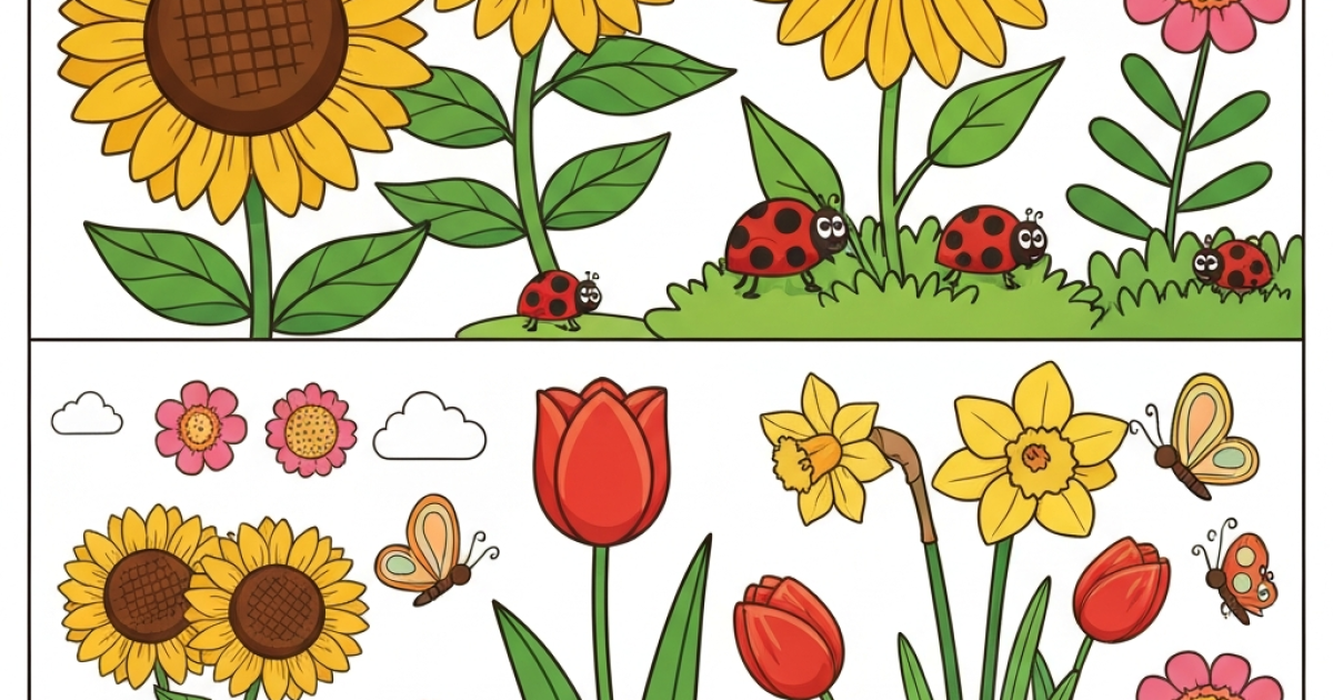Spring flower and garden coloring pages for kids
