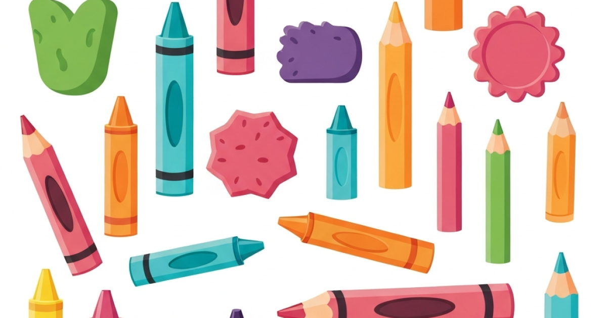 Crayons, markers, or colored pencils for kids by age group
