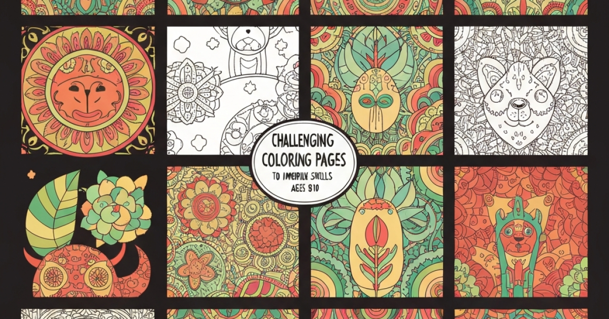 Challenging coloring pages to improve skills for ages 8-10