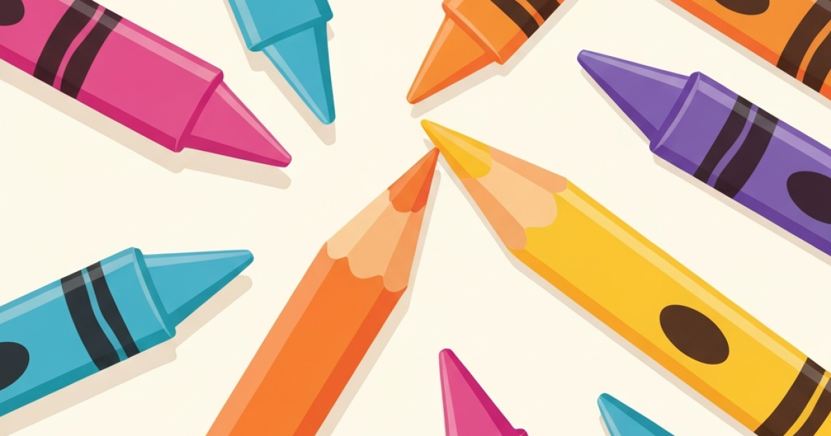 Crayons, markers, or colored pencils for toddlers to teens