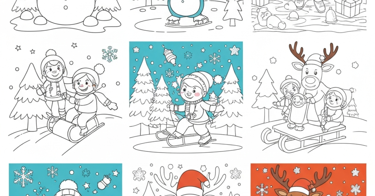 8 fun printable coloring pages for winter holidays