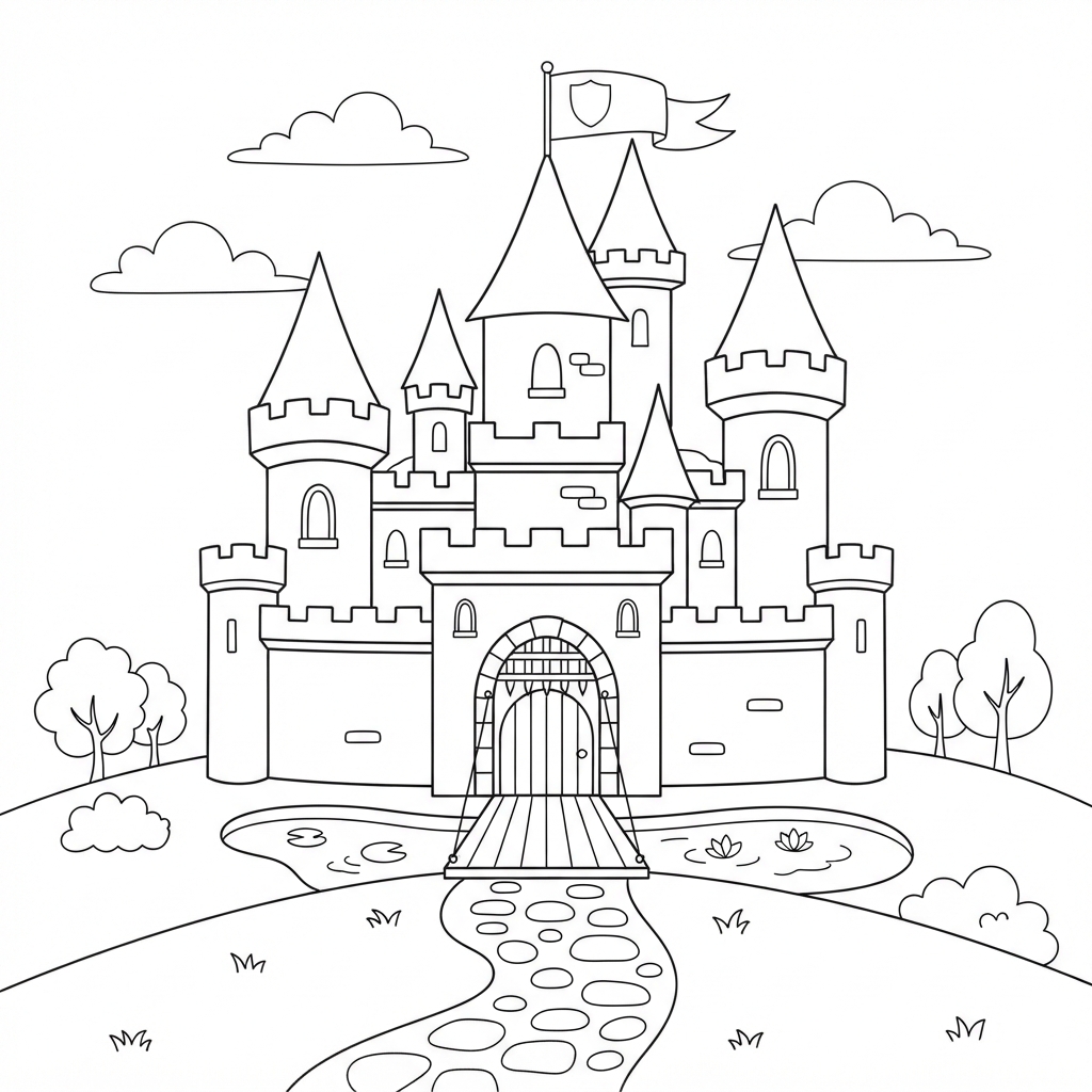 Dibujo de un castillo para colorear