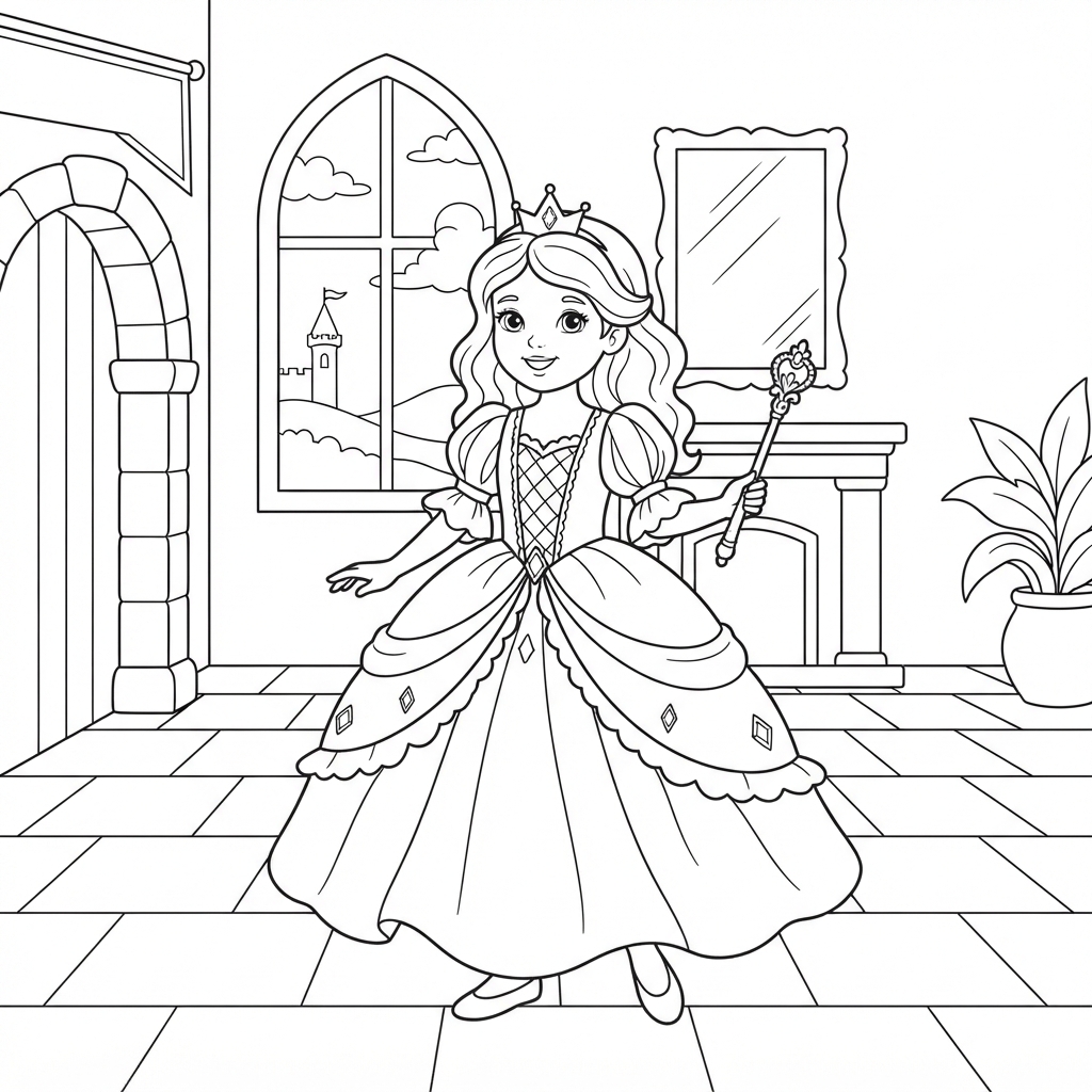 Girl as a Princess in a Castle