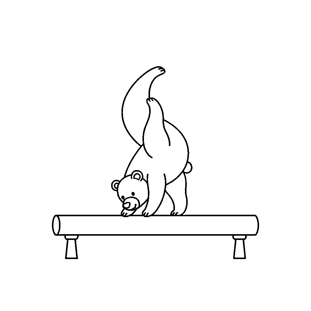 Acrobatic Bear on a Balance Beam