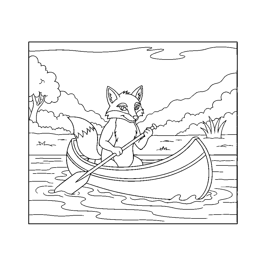 Adventurous Fox Canoeing