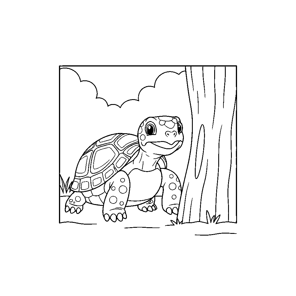 Adventurous Tortoise on a Log