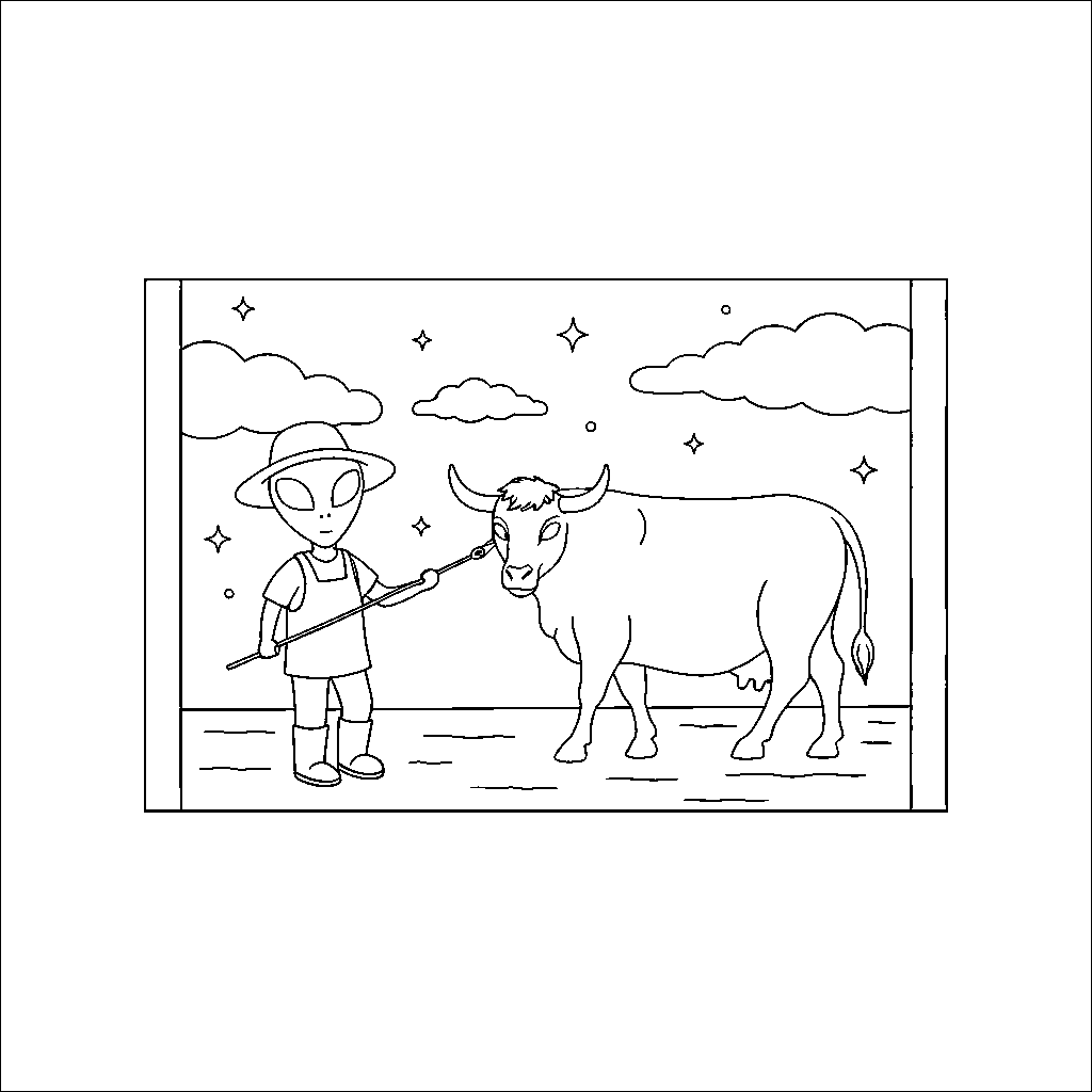 Alien Farmer Herding Star Cattle