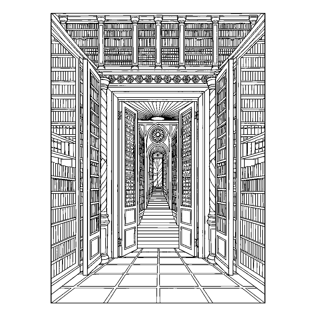 Ancient Library Surrounded by Vines