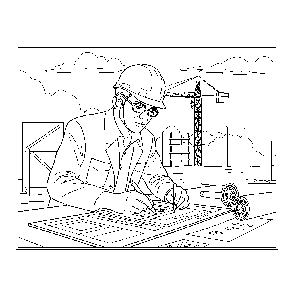 Architect die een gebouw schetst