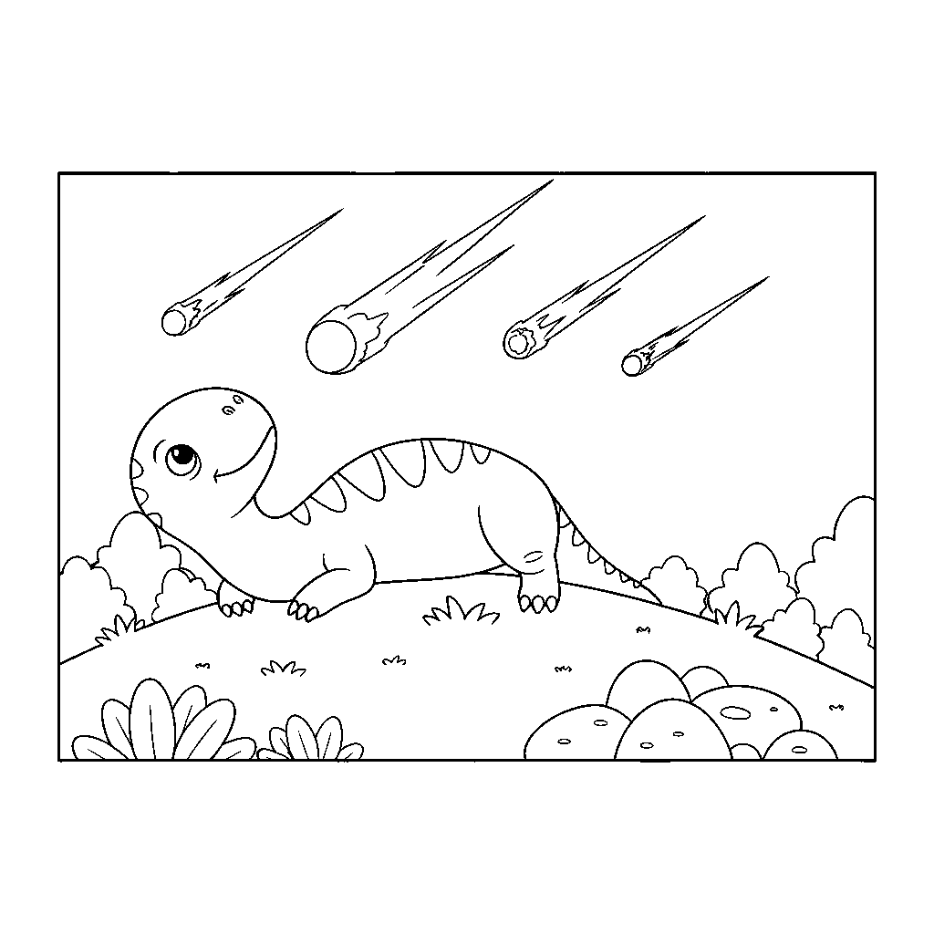 Astro-Dino Obserwujący Deszcz Meteorytów