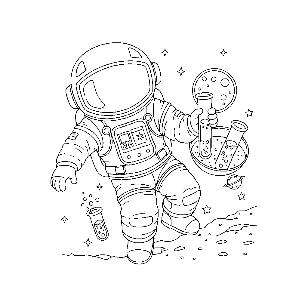 Astronaut Conducting Space Experiments