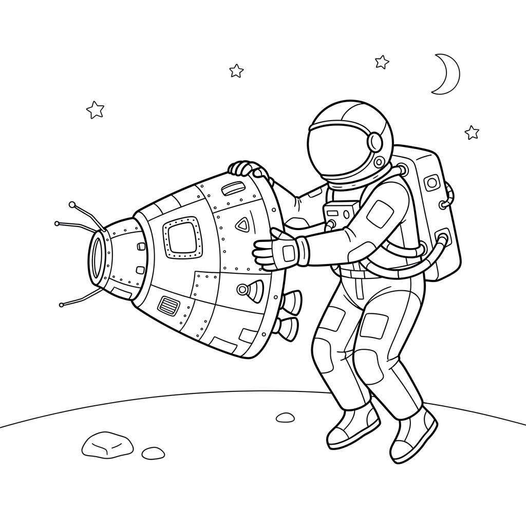 Astronaut Gripping a Space Capsule