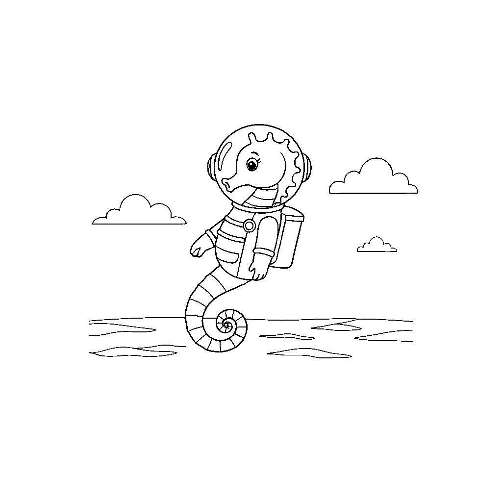 Hippocampe Astronaute Flottant en Orbite