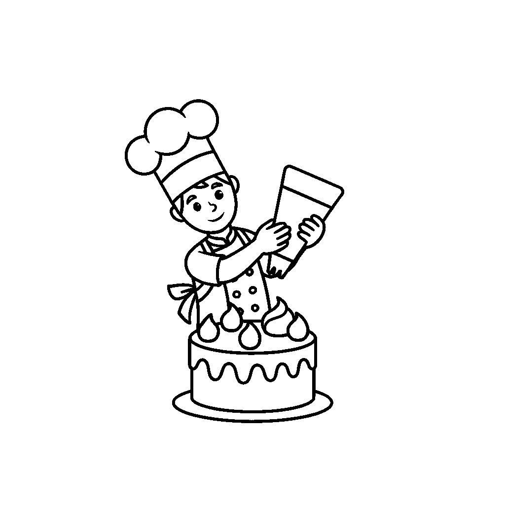 Baker Decorating a Cake