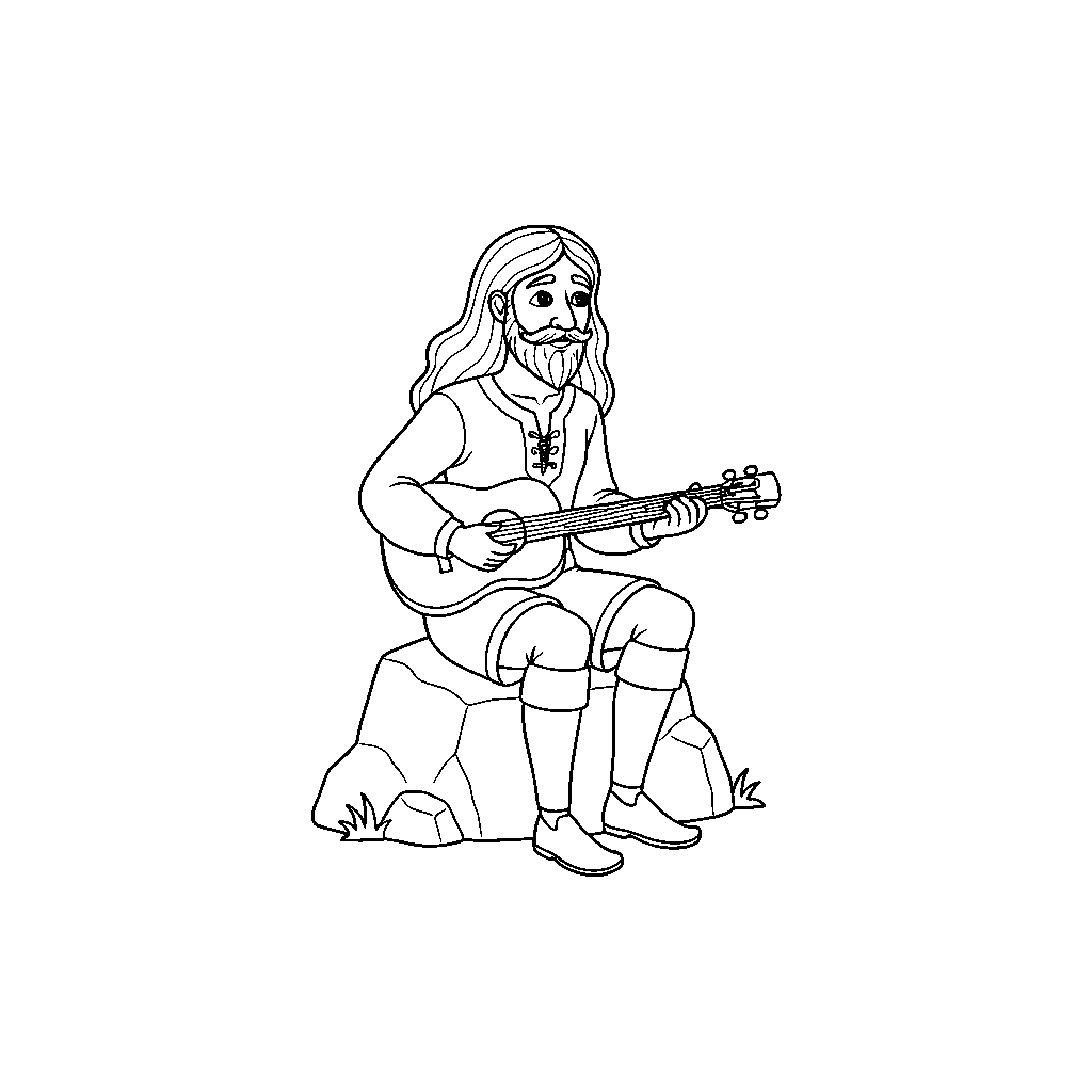 Bard Playing Lute in Meadow