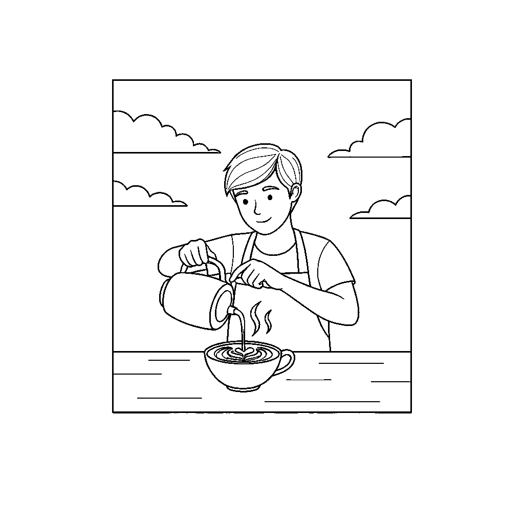 Barista Crafting Artful Coffee