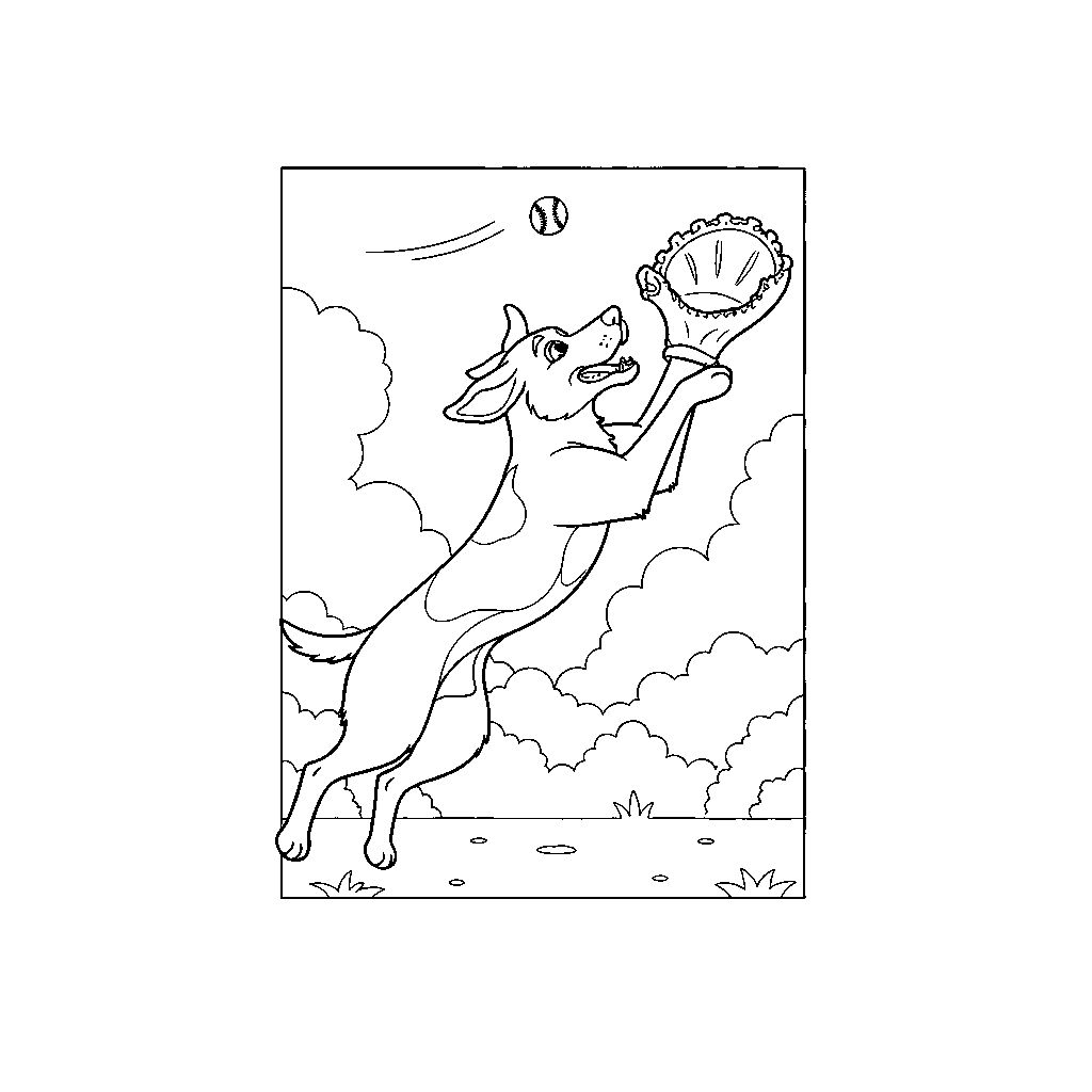 Baseball Dog Catching a Fly Ball