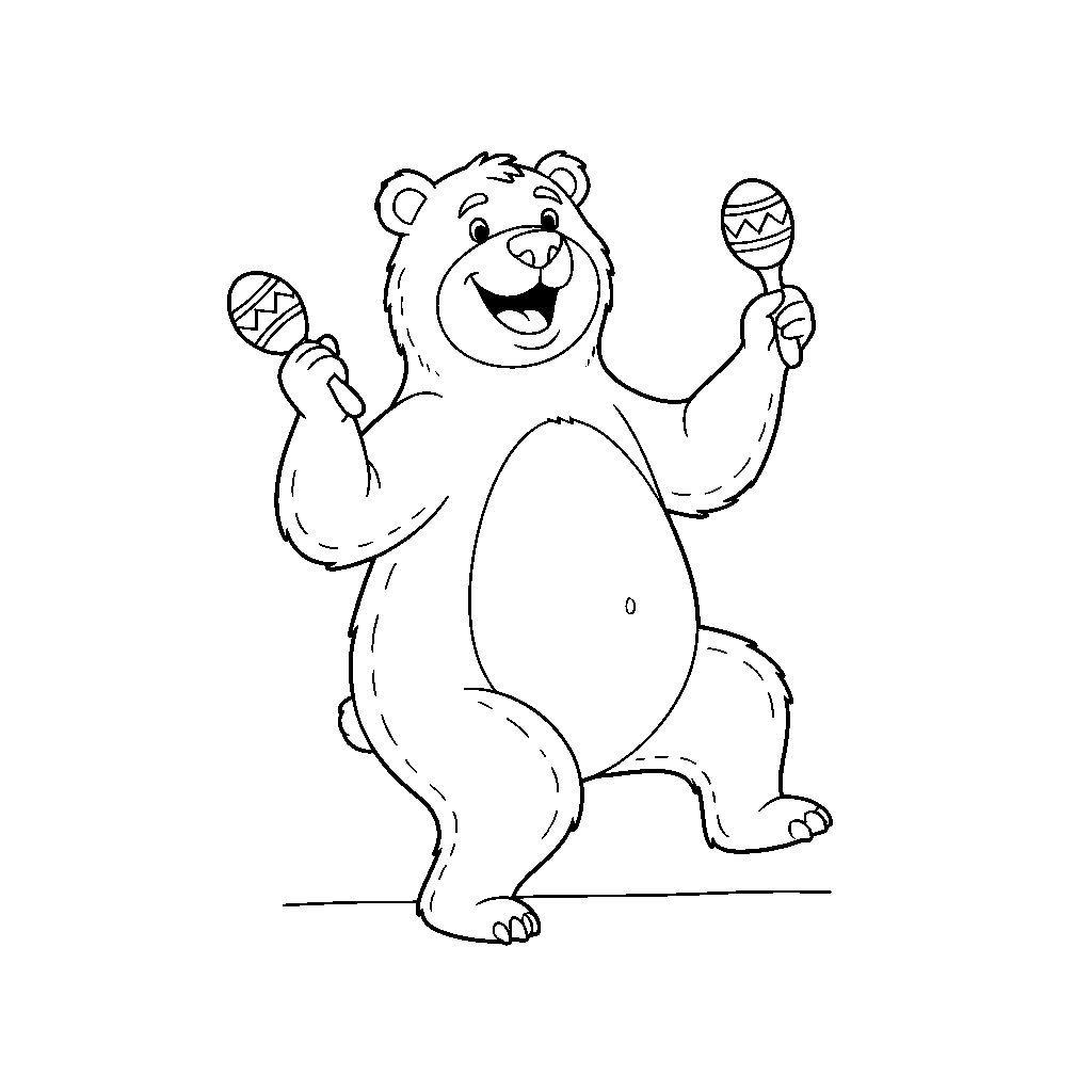 Ours Dansant Joyeusement avec des Maracas