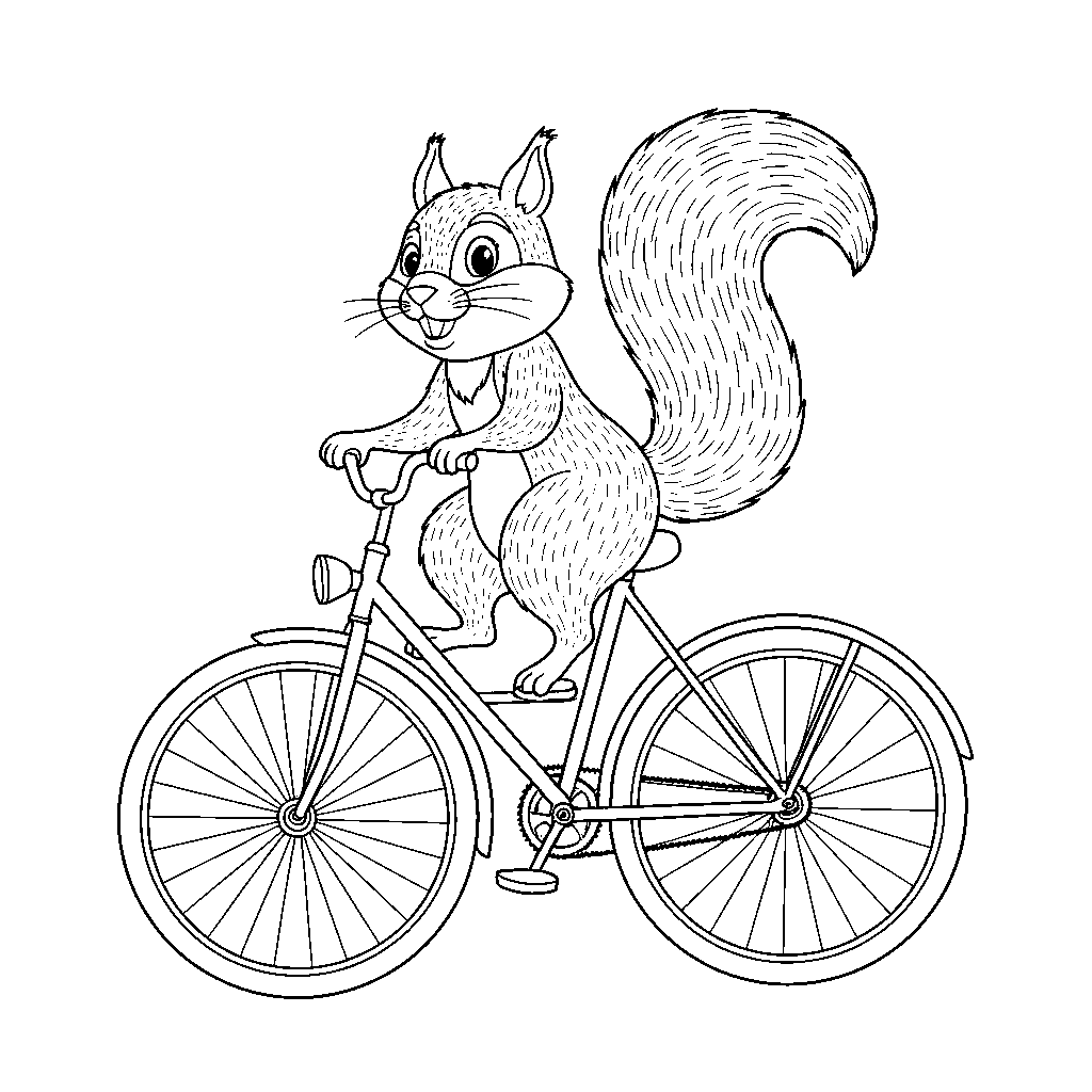 Fietsende Eekhoorn in Laarzen