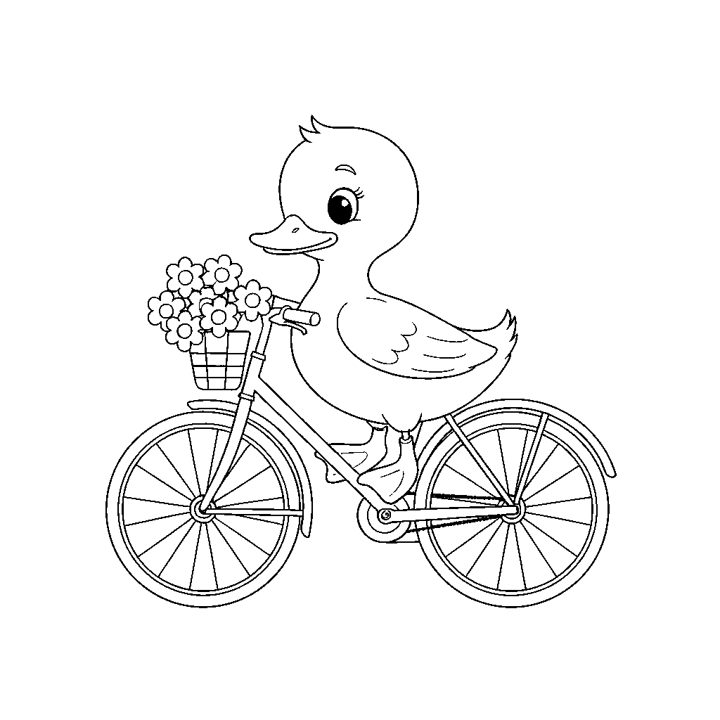 Bicycling Duckling with a Basket