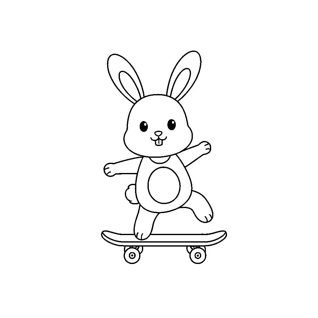 Studsande Kanin med Skateboard