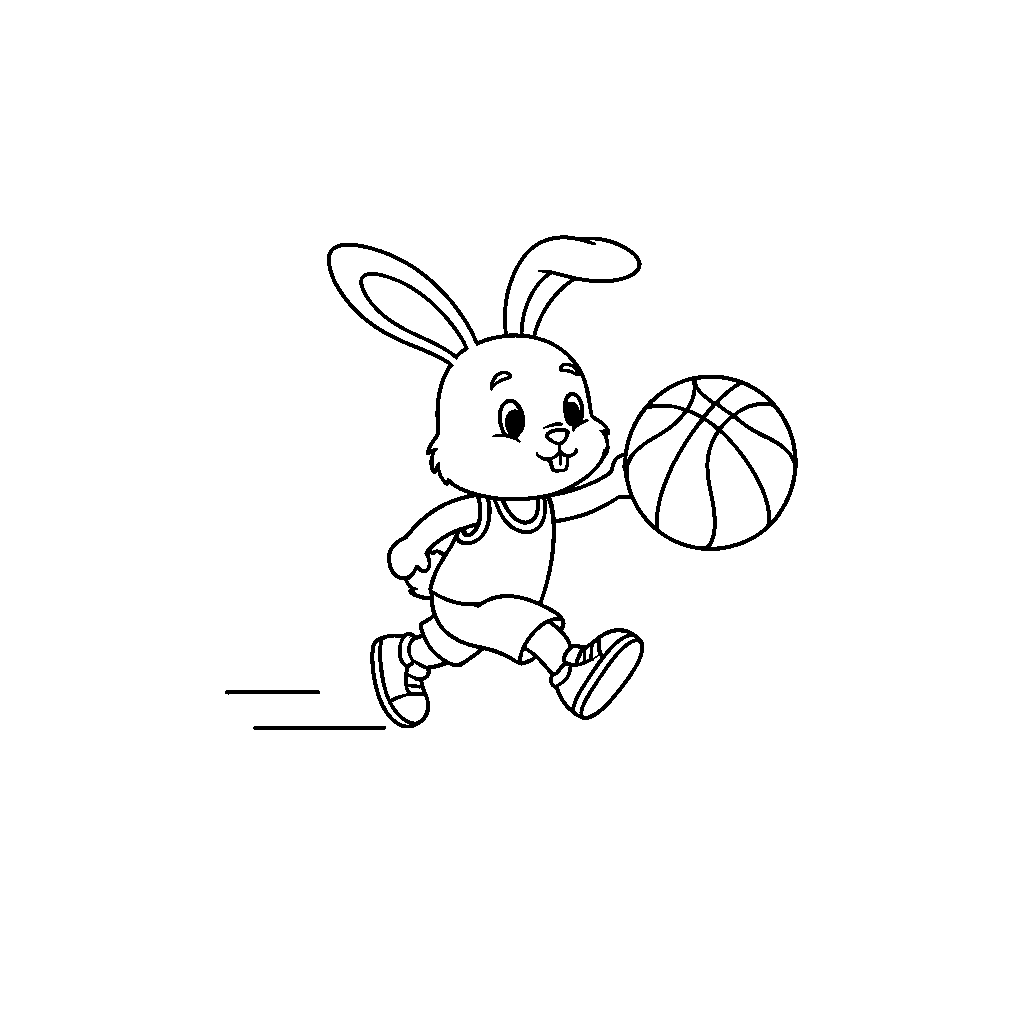 Bouncing Rabbit with Basketball