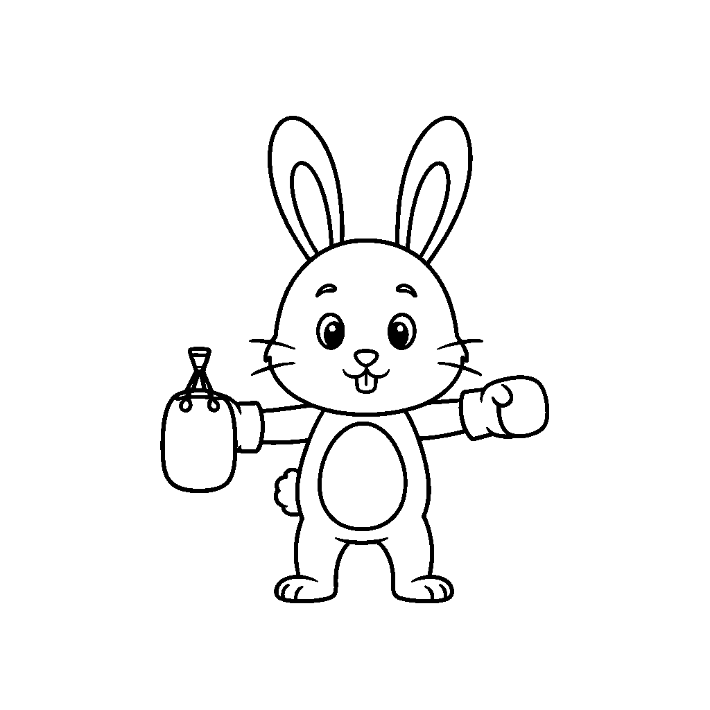 Boxender Hase mit einem Schlag