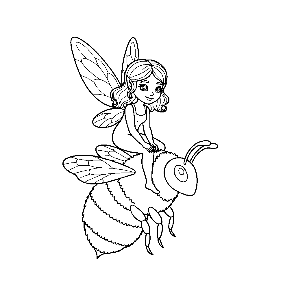 Brave Pixie Riding a Bumblebee
