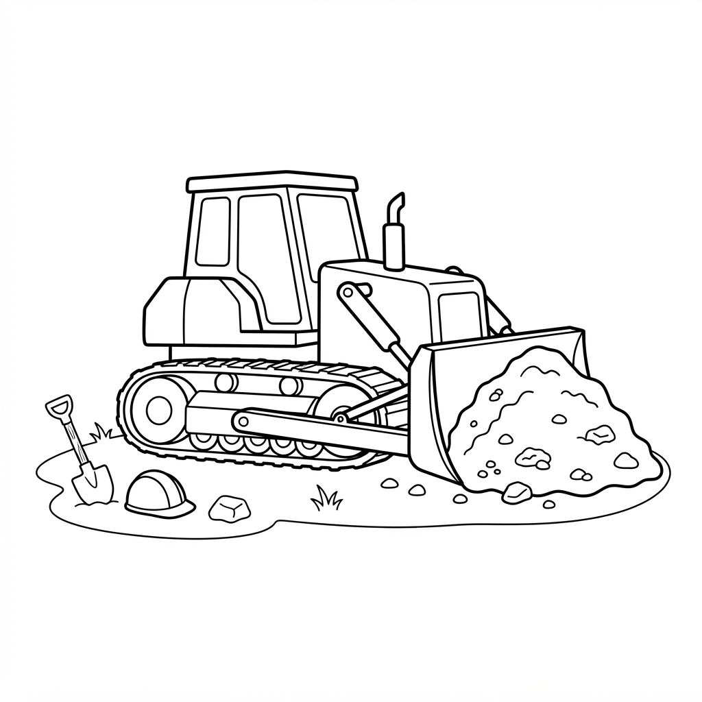 Bulldozer Pushing a Dirt Pile
