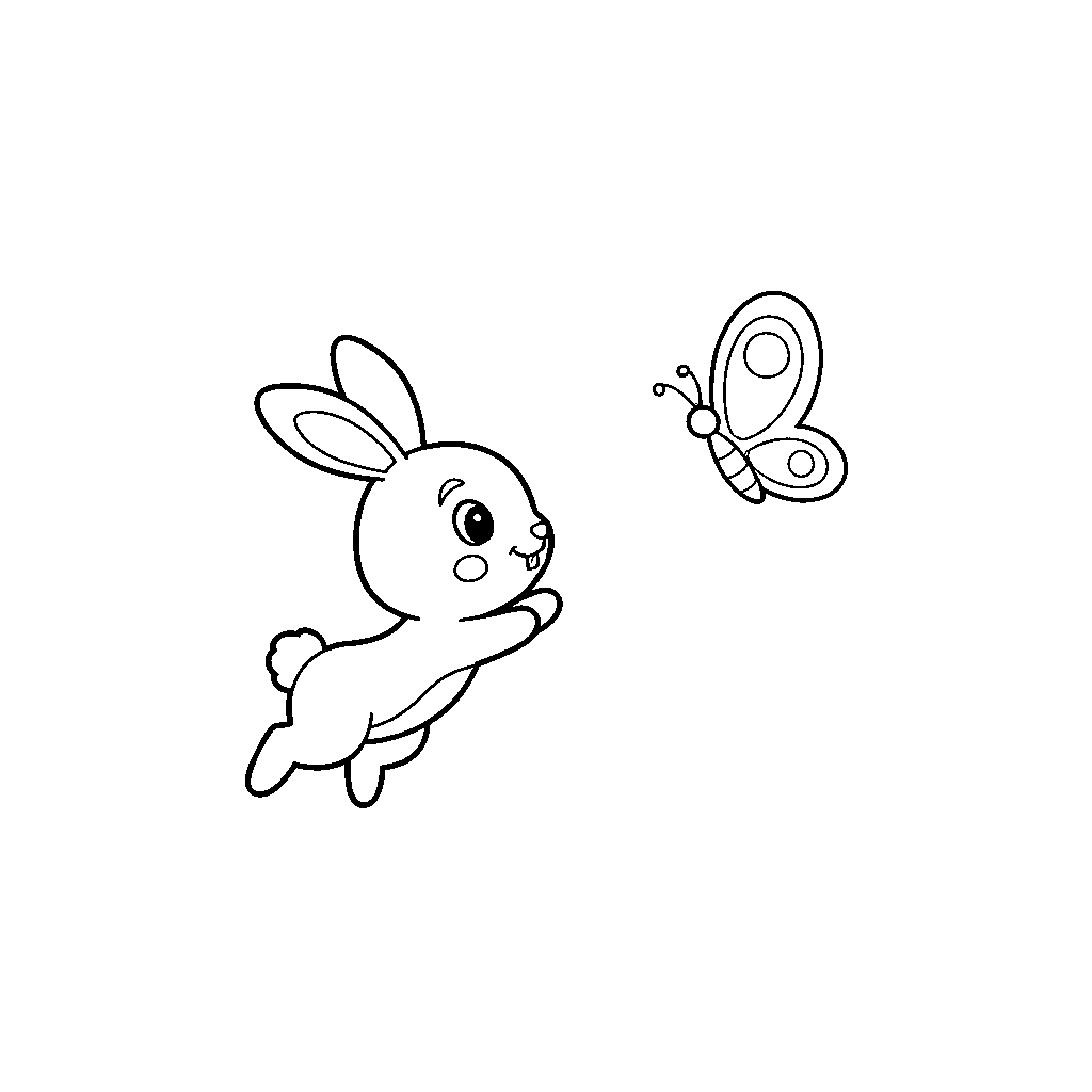 Conejo Persiguiendo a una Mariposa