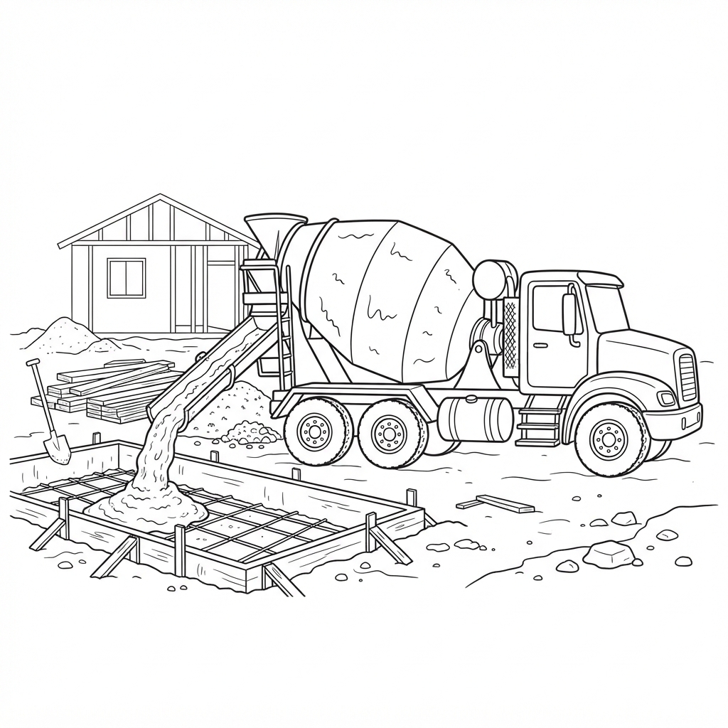 Cement Mixer Pouring Concrete