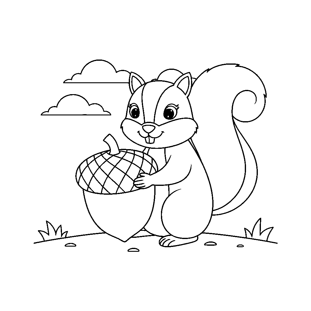 Charming Squirrel with Acorn