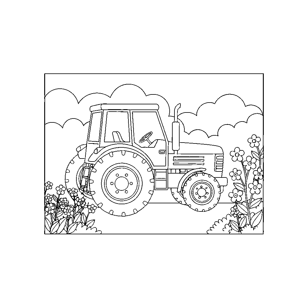 Urokliwy Traktor na Polu Kwiatowym