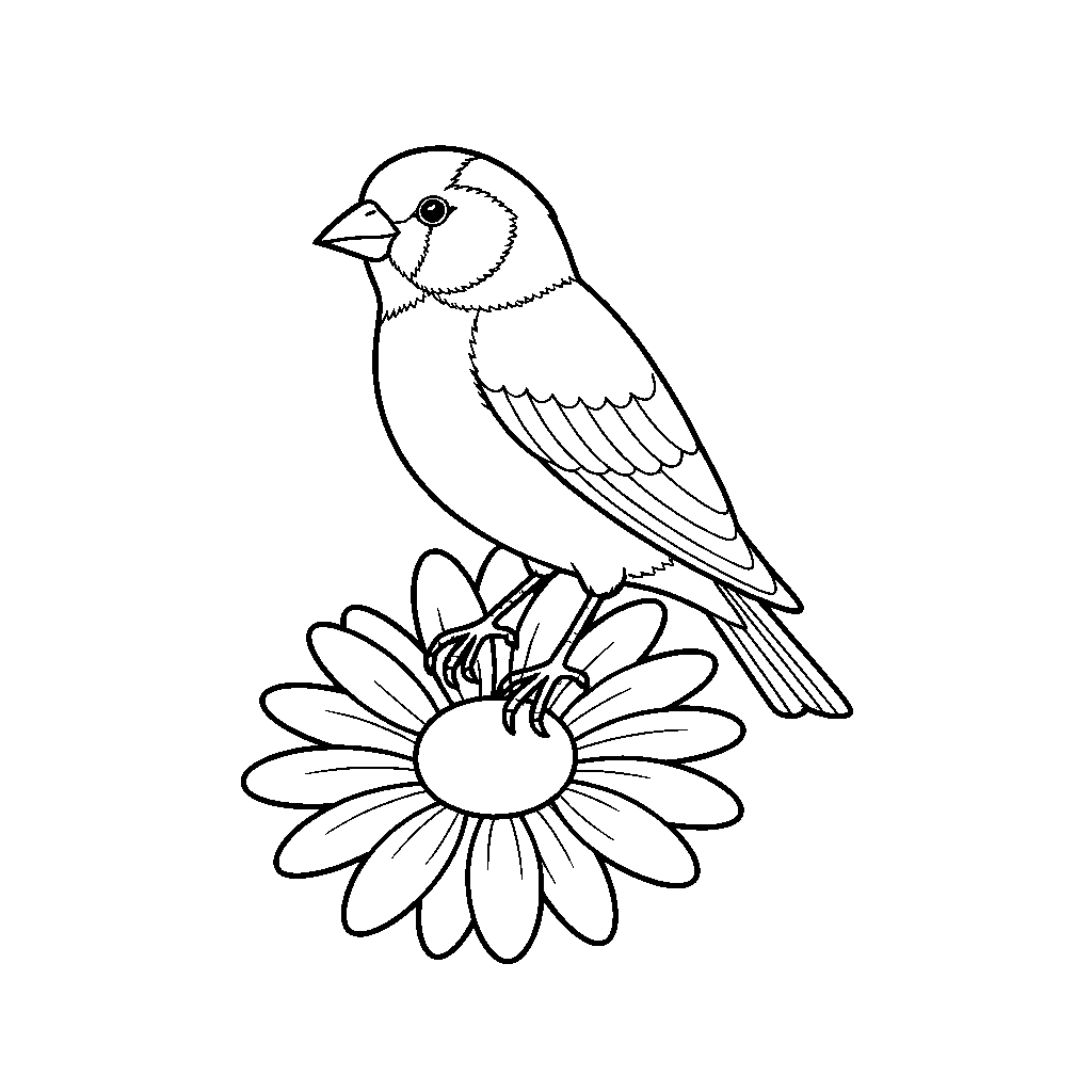 Vrolijke vink op een madeliefje