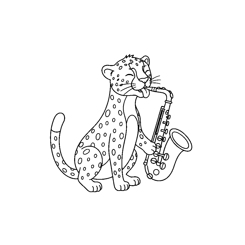 Cheetah Licking a Saxophone