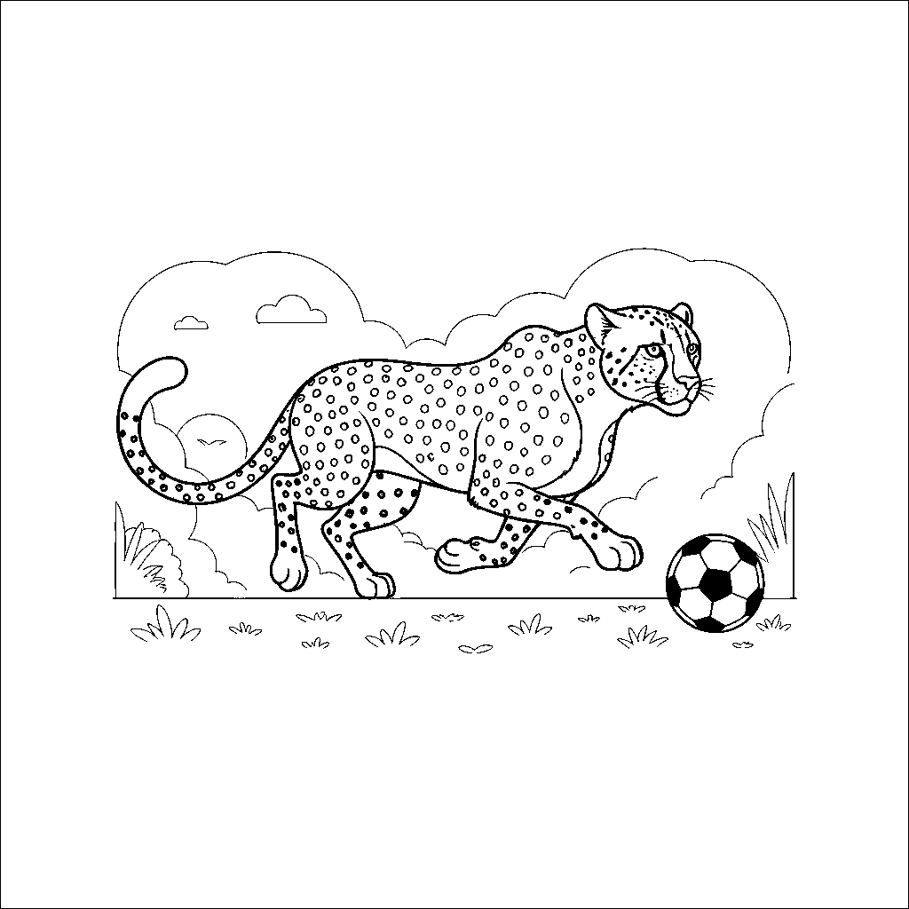 Cheetah Streaking Across Soccer Field