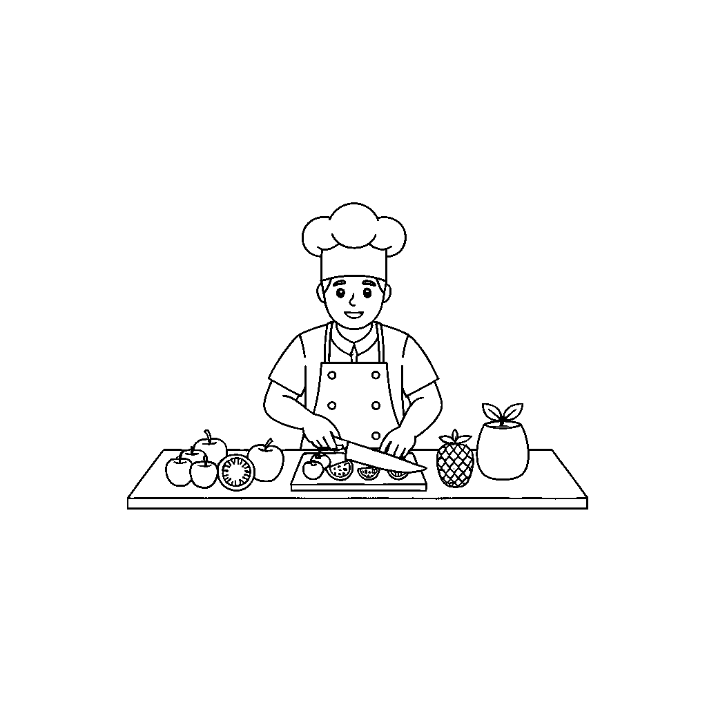 Chef Preparing Fun Fruit Salad