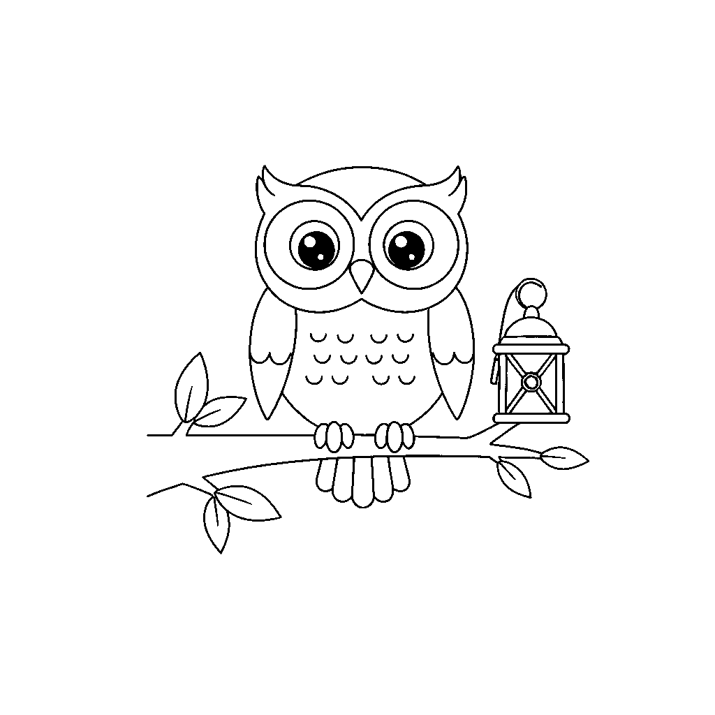 Clever Owl with a Lantern