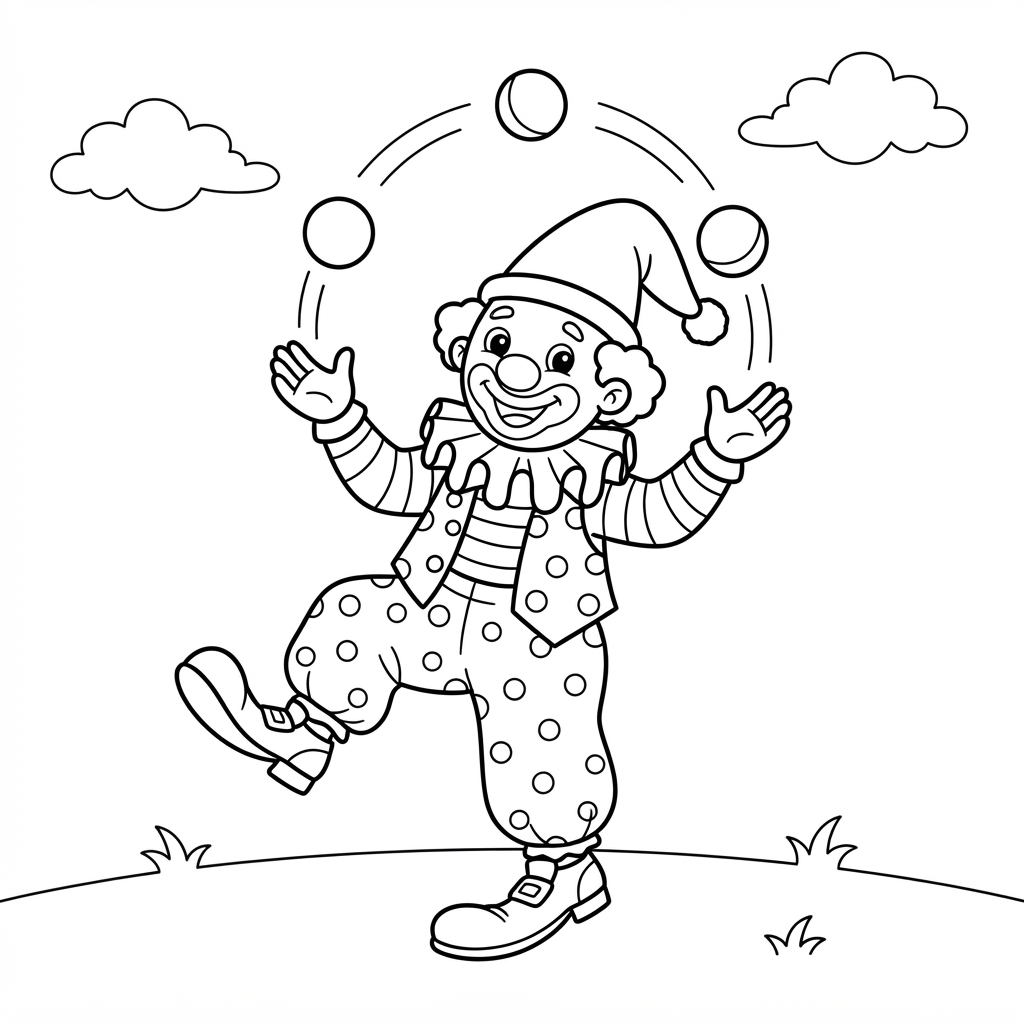 Clown Juggling Three Balls