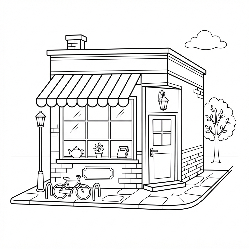 Corner Shop With Striped Awning
