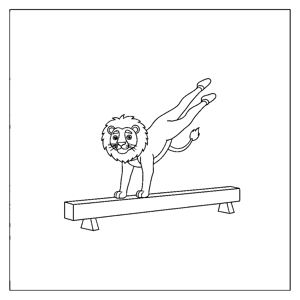 Courageous Lion in a Gymnasium