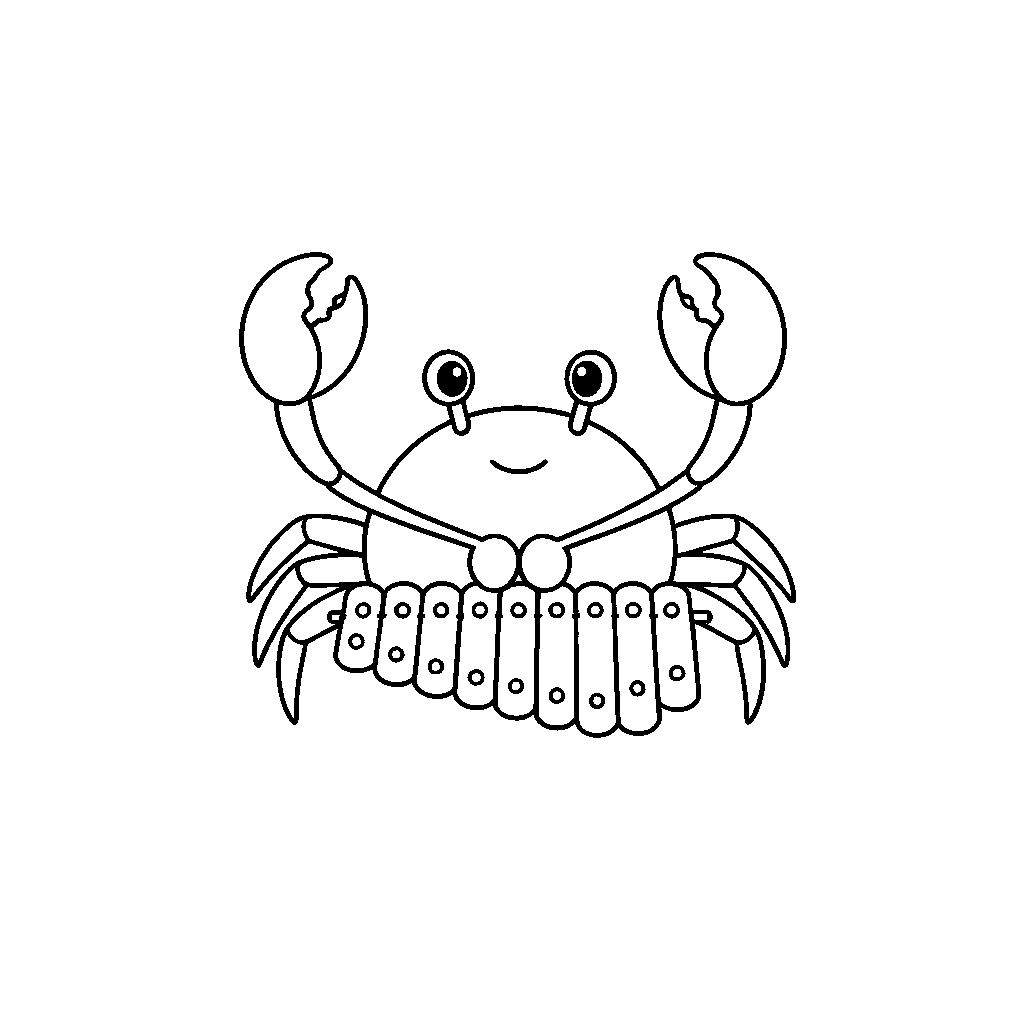 Crab Playing Marimba on Beach