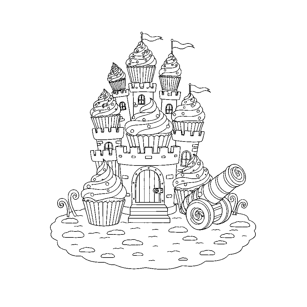 Castello di Cupcake con Cannone di Caramelle