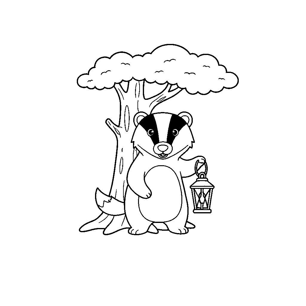 Curious Badger with a Lantern