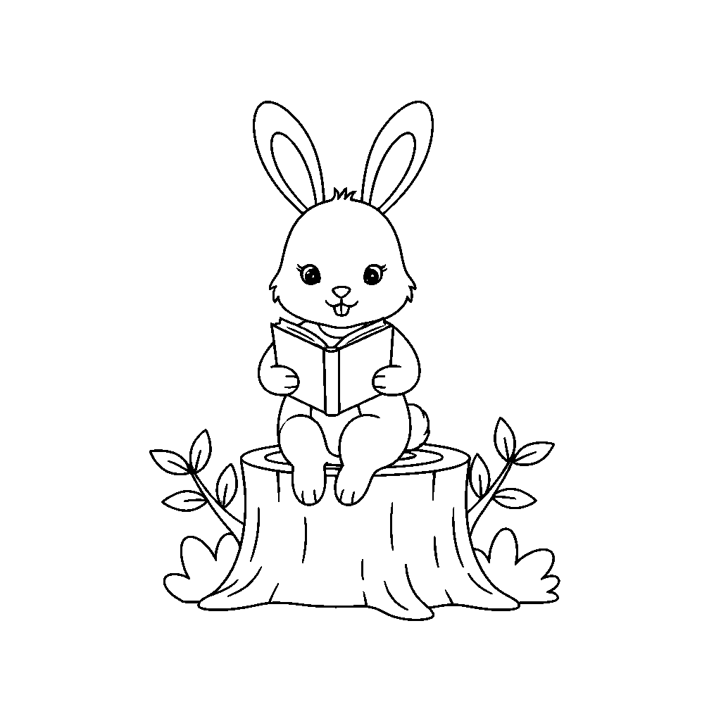 Lapin Curieux avec un Livre