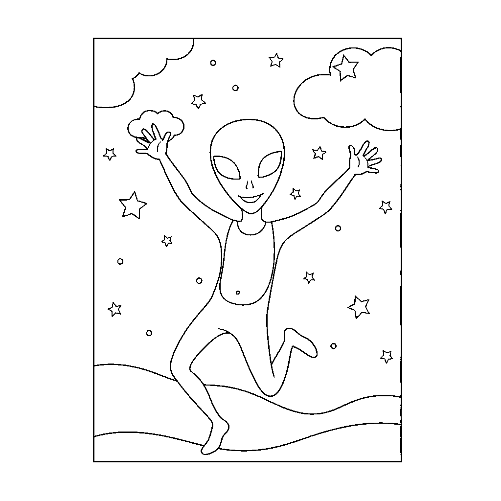 Dancing Alien with Moonlight Reflecting