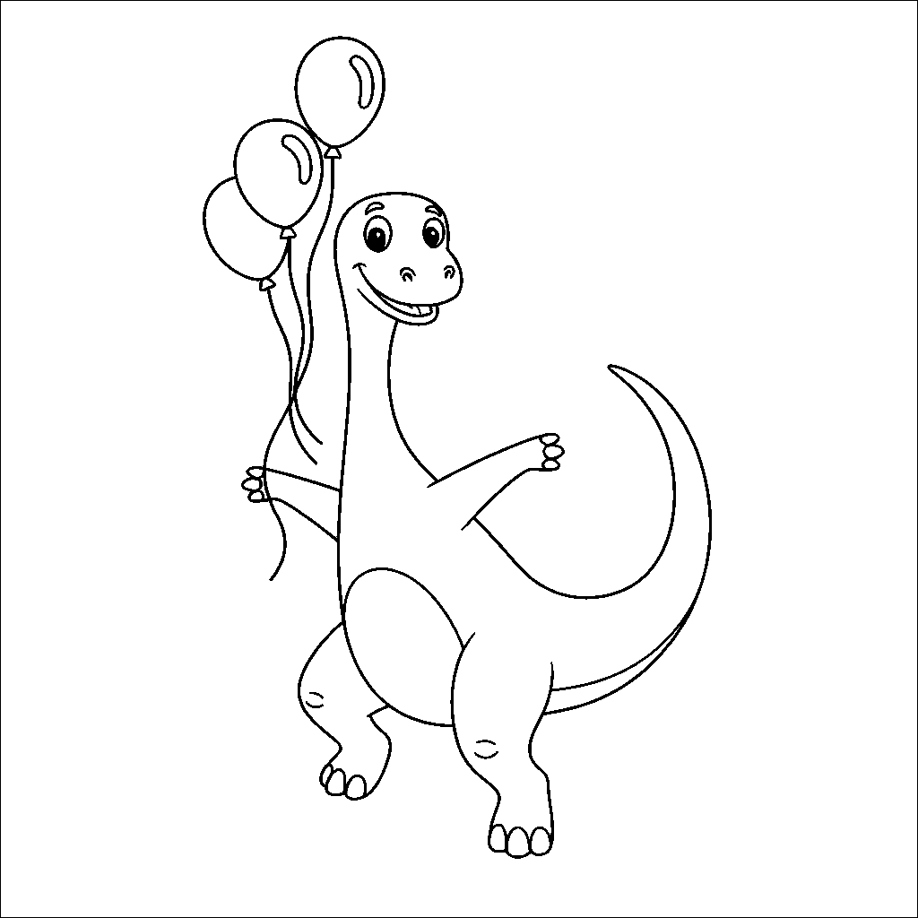 Dancing Apatosaurus with Balloons