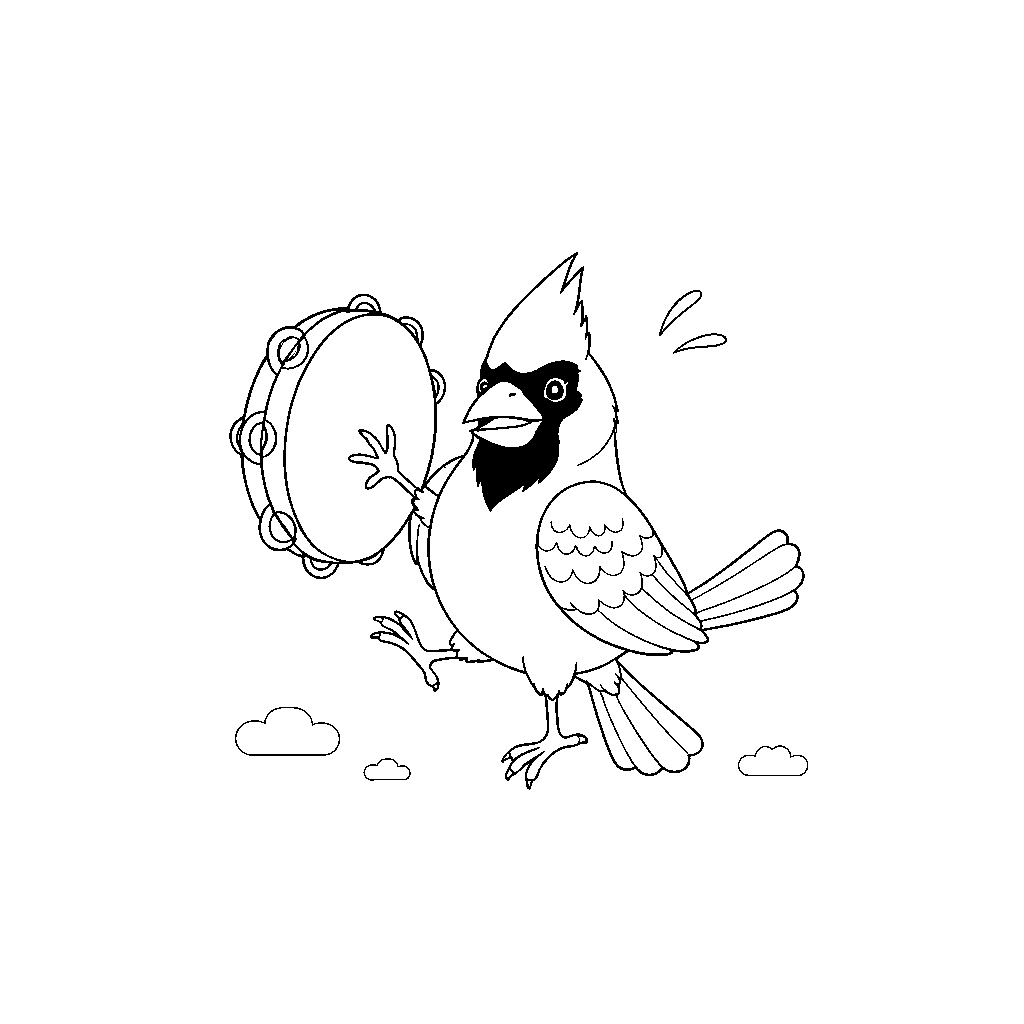 Dancing Cardinal with a Tambourine