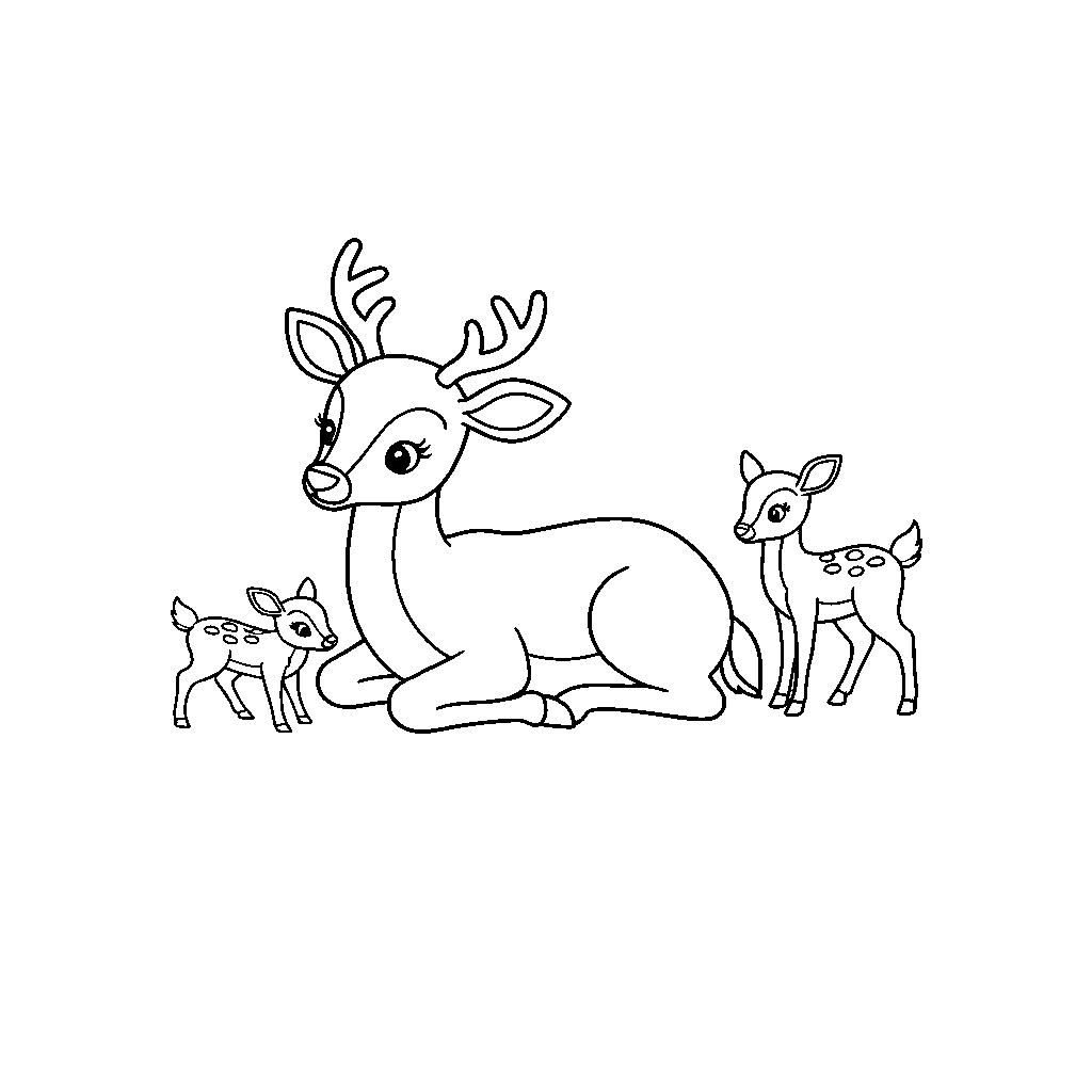 Deer and Fawns under Stars